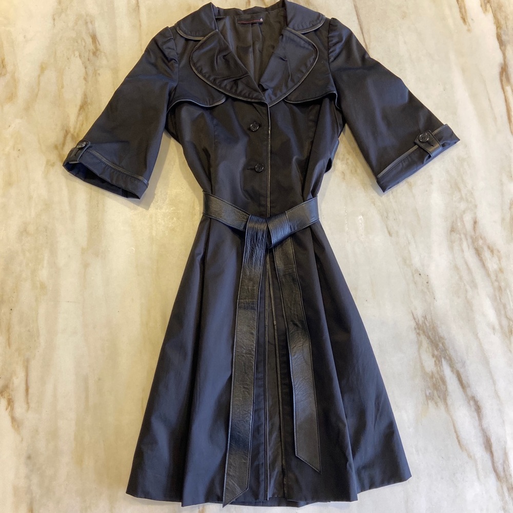 RK Spring/Fall Trench Style Coat w Leather Trim M